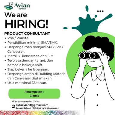 Lowongan Kerja Product Consultant di Avian Brands